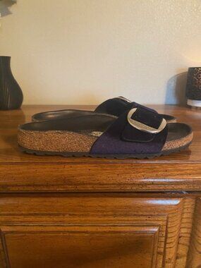Blue velvet Birkenstocks